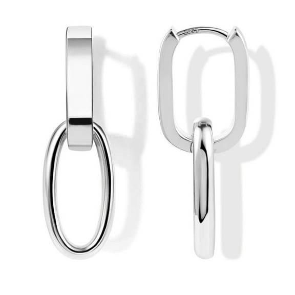 Alexcraft Silver Hoop Earrings for Women, U Shaped Chunky Double Hoop Earrings Hypoallergenic Earrings Jewelry Gifts for Women