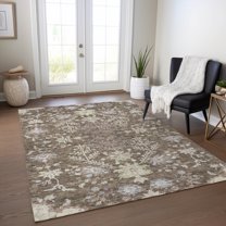 Addison Rugs Chantille Indoor/Outdoor Transitional Floral Brown Washable Rectangle Rug, 8' x 10'