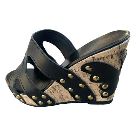 

PEASKJP Sandals Women Wide Feet Womens Shoe Flat Braided & Rhinestone Comfortable Slingback Sandal (Black 8.5)