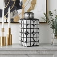 thumbnail image 3 of Square Jar Ceramic Vase with Lid for Home and Living Room Decor - Decorative Flower Vase for Bedroom, Office, and Dining Room - Accent Jar for House and Tabletop Styling - 18", White & Black, 3 of 13