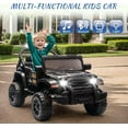 thumbnail image 3 of Okybaby 12V Kids Ride On Truck Car with Remote Control&Four-wheel Suspension, Toddler Electric Ride on Toys with Dual Motor,LED Light/USB/Bluetooth/Bonus Stickers for Kids 2+,Black, 3 of 8
