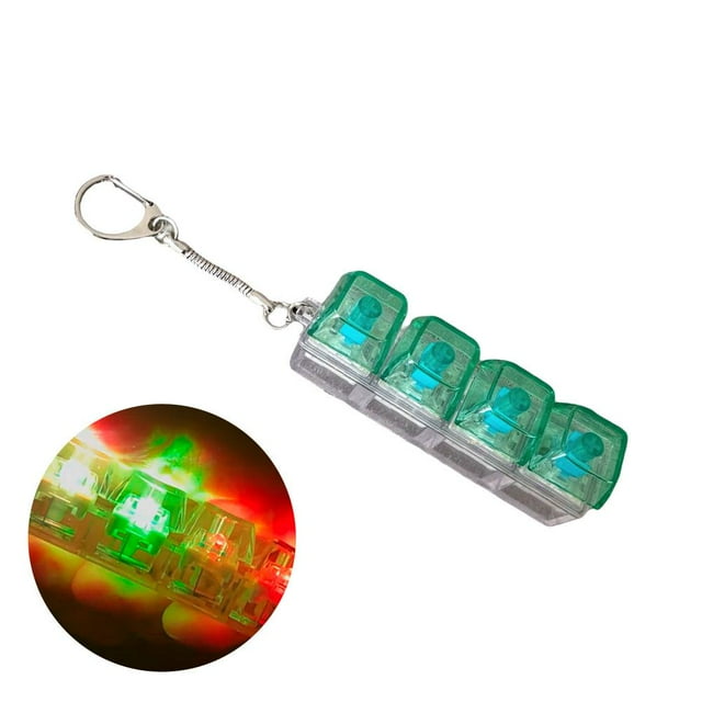 SharkTRUE Keyboard Fidget Keychain 4 Keys Keyboard Decompression Toys With LED Light
