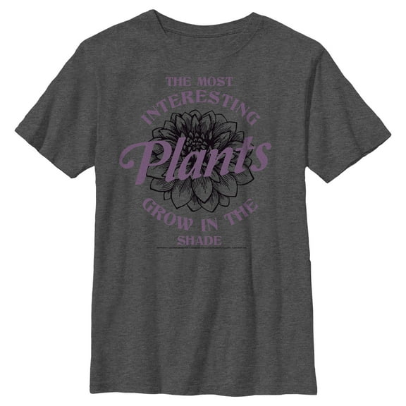 Boy's Wednesday The Most Interesting Plants Grow in the Shade Graphic Tee Black Medium
