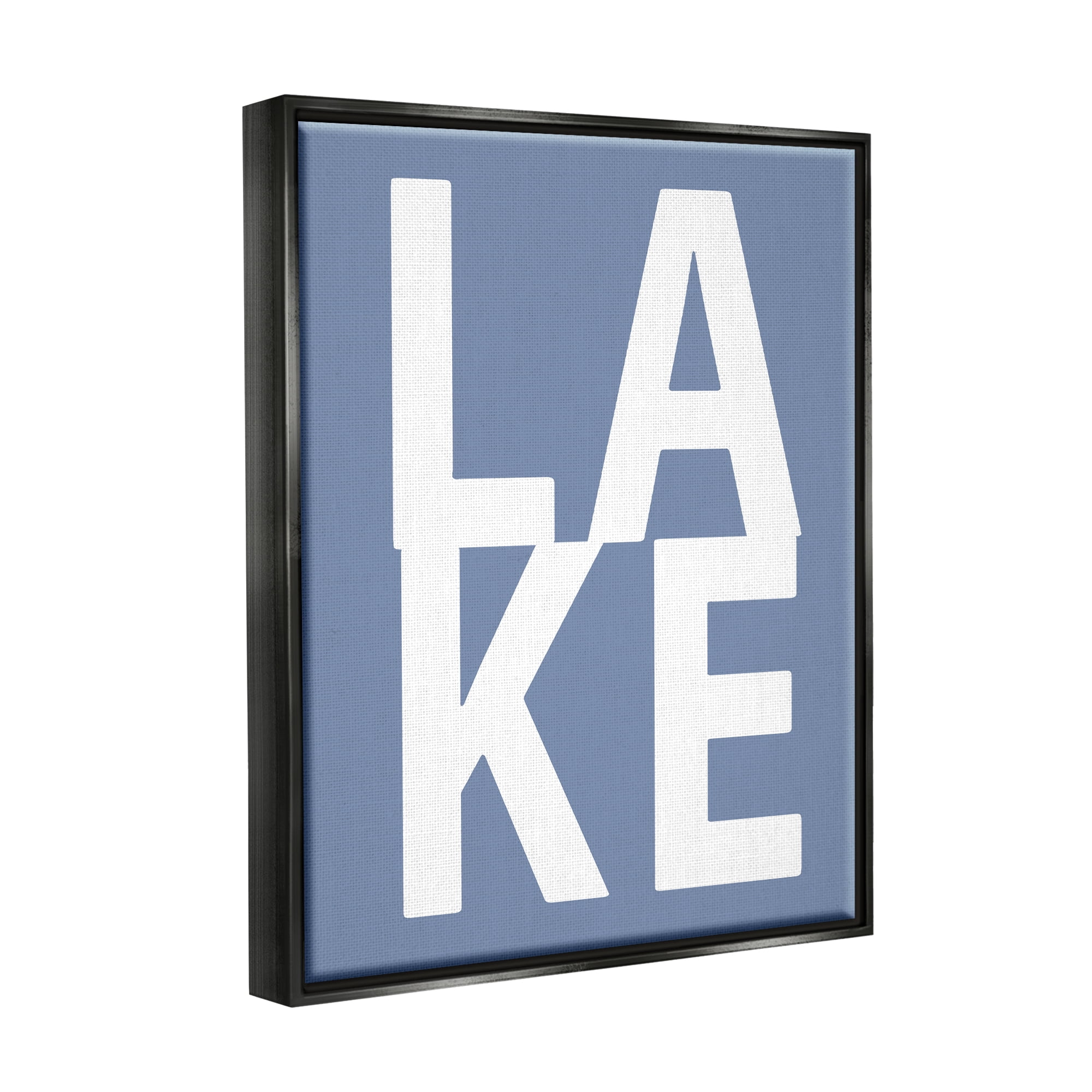 Stupell Industries Lake House Text Nature Painting Black Floater Framed Canvas Art Print Wall Art, 25 x 31