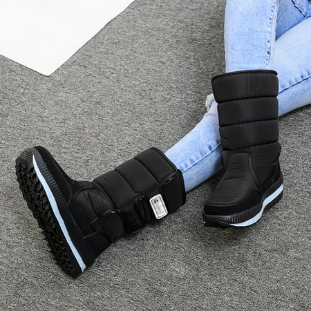 

feiboyy mens couple boots winter warm and cold splash proof water hook loop plush thickened snow boots