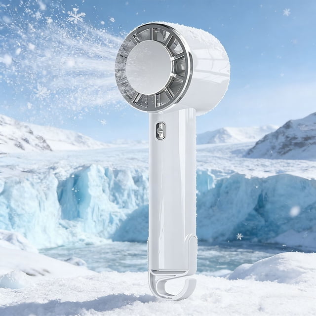 HCBY Semiconductor Ice Compress Handheld Fan with Carabiner, USB Rechargeable High-Wind Portable Fan, Ice Cooling Outdoor Fan with Clip, 3-Speed Compact Handheld Cooler
