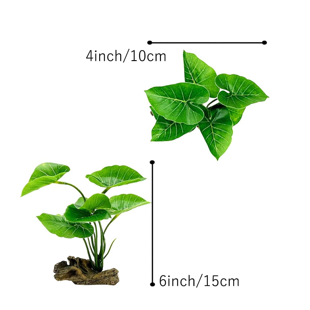 Pets Fish Tank Decor Aquarium Decorations Ornaments Betta Leaf pad Hammock 6inch Plastic Artificial Plant Goldfish Fish Hides Small Tank/Reptiles Plants Driftwood (Green-Type-A)