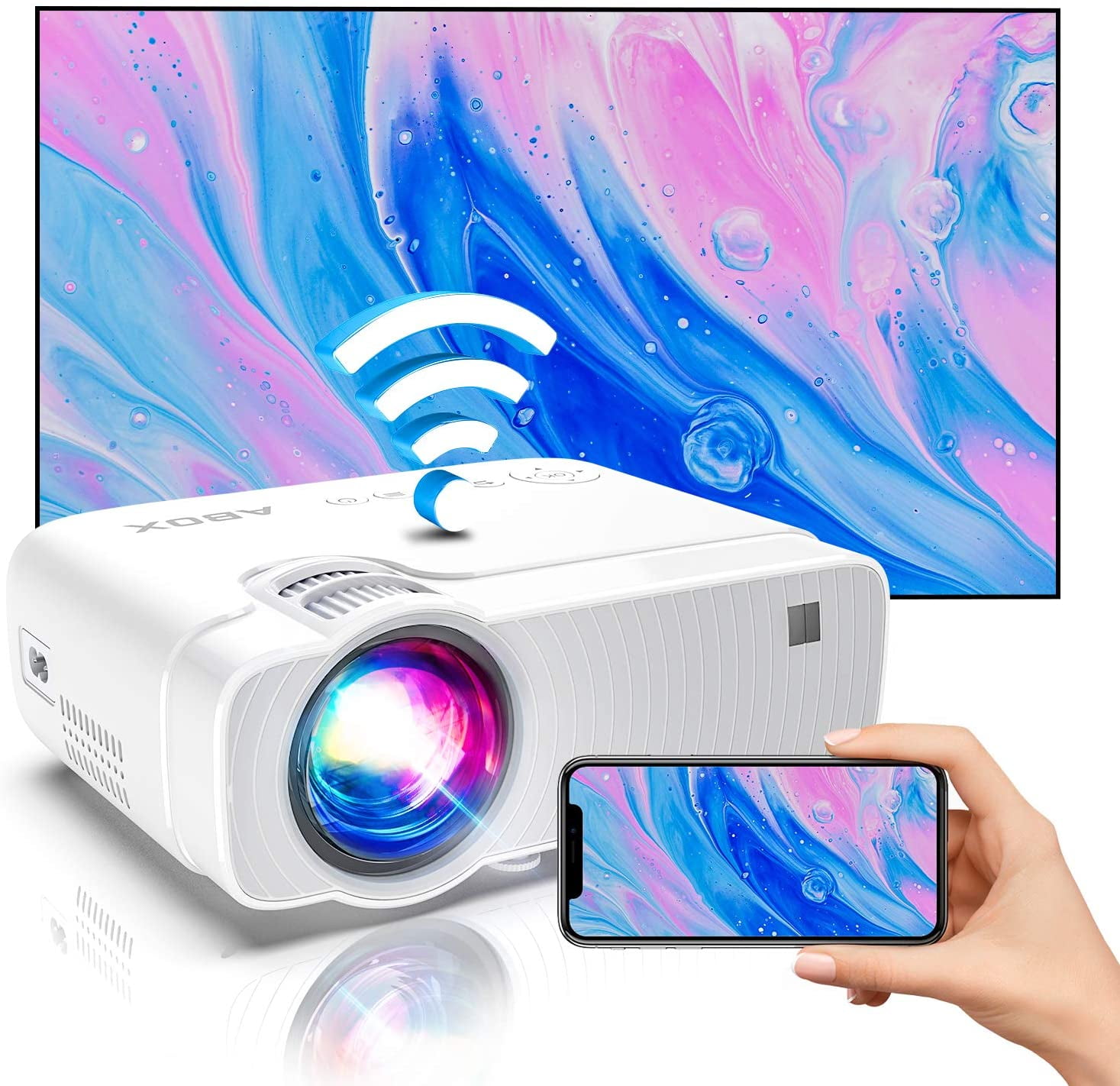 【2021 Upgraged】Projector for Outdoor Movies| WiFi Mini Ultra Portable TV  Projector Home Cinema Home Theater For School Party GC357