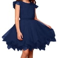thumbnail image 2 of ZHOGXU Big Kids Girls Skirt Elastic Waist Solid Color Asymmetrical Layered Mesh Comfortable Stylish Tutu Skirts For Party And Stage Performance Navy One Size (Xs), 2 of 4