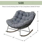 Grand Patio Outdoor 2-Piece Rocking Chairs, Oversized Padded Cushion Rocker for Porch, Gray