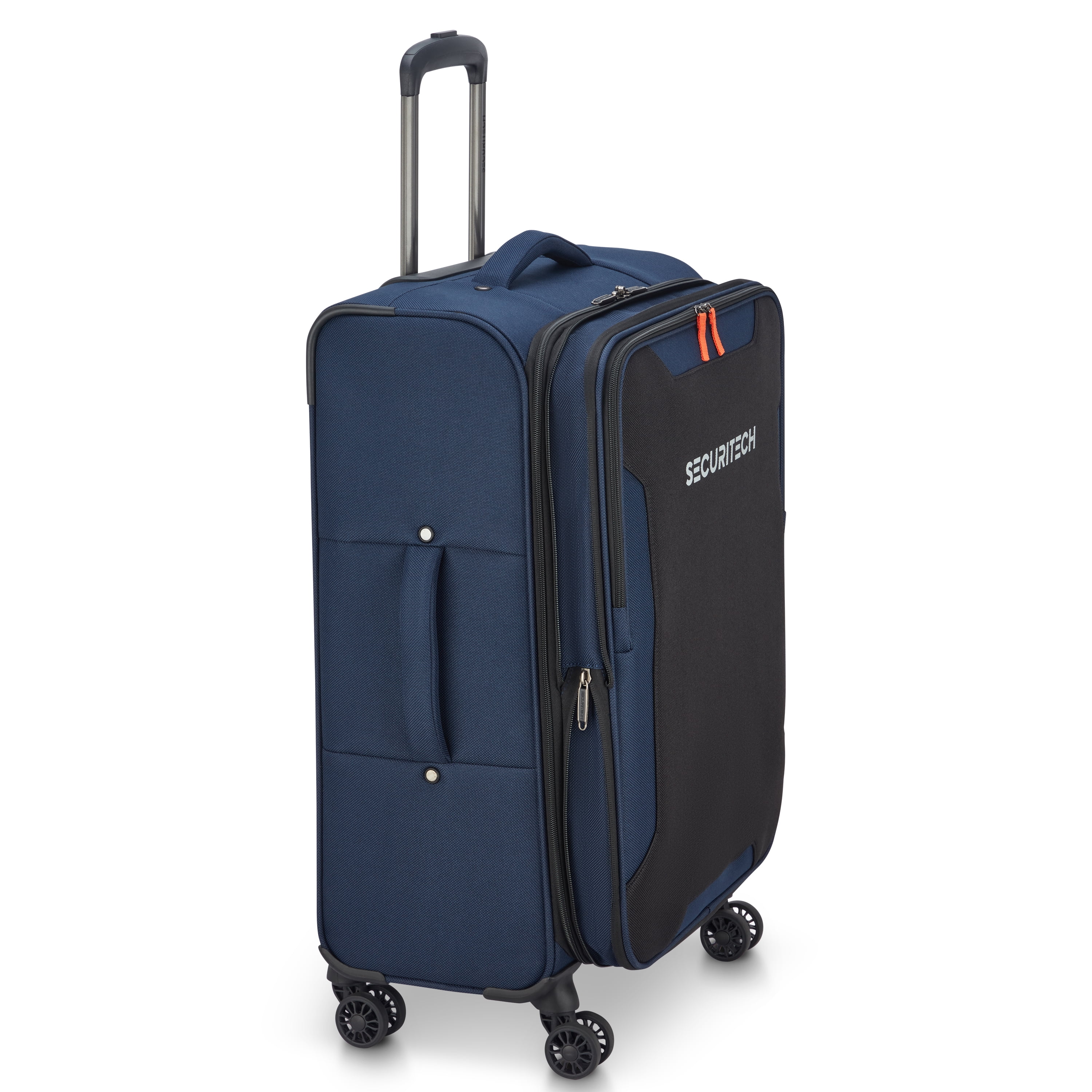 Securitech by Delsey, Rugged Softside 24" Checked Expandable Spinner Luggage, Navy