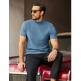 thumbnail image 4 of COOFANDY Mens Mock Turtleneck Sweater Short Sleeve Ribbed Knit Turtleneck Slim Fit Casual Sweater Soft, 4 of 5