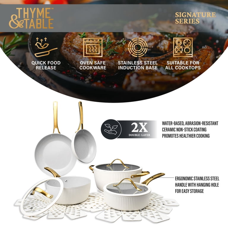 Free Shipping! Thyme & Table 12-Piece Ceramic Cookware Set White