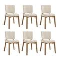 thumbnail image 4 of Dycanpo Wooden Dining Chairs Set of 6, Wide Back Kitchen Side Chairs for Modern Farmhouse Dining Room, Linen Upholstered and Natural Wood Legs, 4 of 7