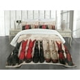 thumbnail image 3 of Ambesonne American Quilted Bedspread Set 3 Pcs, Rustic Wild West Boots, Queen Size, Beige Red Black, 3 of 5
