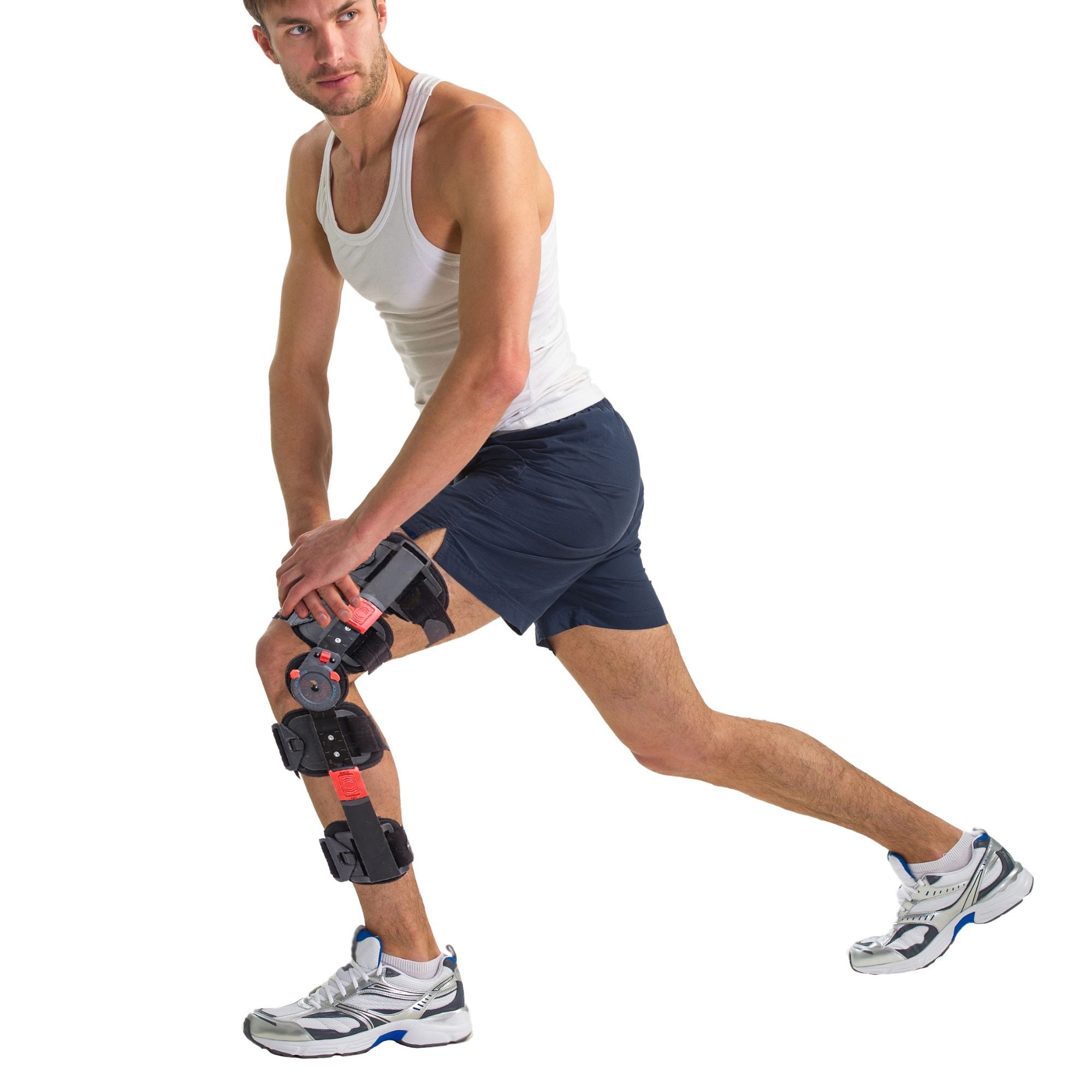 Hinged Knee Brace ROM Adjustable Post Op Knee Support Orthosis Immobilizer Protector for Left Leg and Right Leg, Both Men and Women