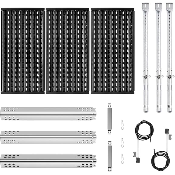 Grill Replacement Parts for Charbroil Performance TRU-Infrared 450 3 Burner 463370719 463371719 463280019,17" Emitter Plates Heat Tent Plates and Grill Burners for Charbroil G466-2500-W1