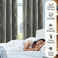 thumbnail image 4 of ZOPZO Golden Wave Print Blackout Curtains, Dark Gray, 52W x 63L Inch, Thermal Insulated, Room Darkening Drapes for Home and Office, 4 of 6