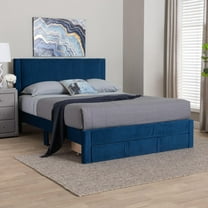 Baxton Studio Elora Modern Storage Bed, Queen, Navy Blue