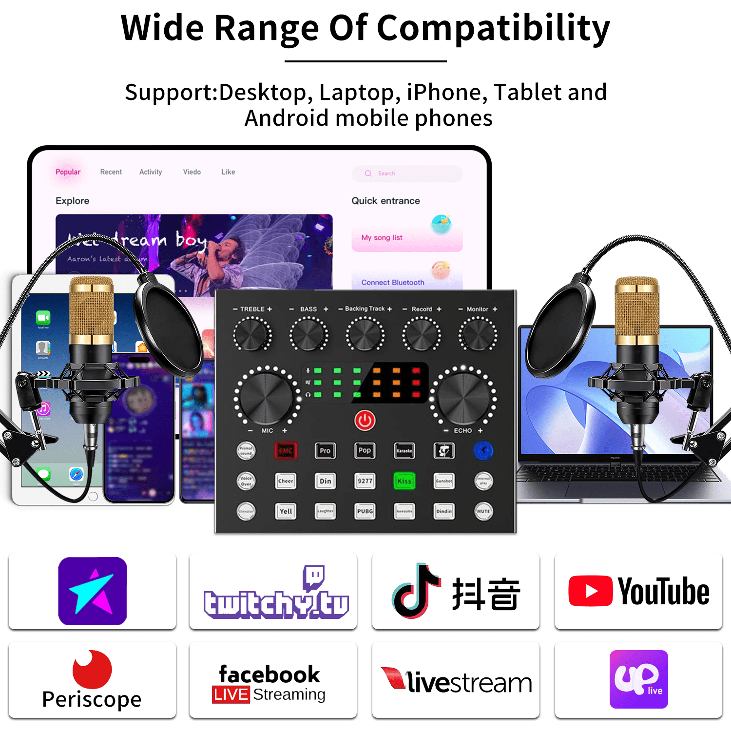 Enroslu BM-800 Podcast Microphone Bundle Kit with Sound Card - Studio Condenser Mic for PC/Laptop/Mac/Phone, Recording & Live Streaming Equipment for Broadcasting, YouTube