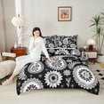 thumbnail image 4 of Manfei Bohemian Paisley Full Size Comforter Sets 3-Piece, Hippie Mandala Bedding Comforter Set, White Black Bedding Sets, Ultra Soft Home Decor, 4 of 8