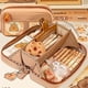 thumbnail image 5 of Estuche para lápices con capibara, gran capacidad, boca ancha, con alfileres, pegatinas, colgante y bloc de notas, material escolar con capibara, muy bonito, 5 of 7