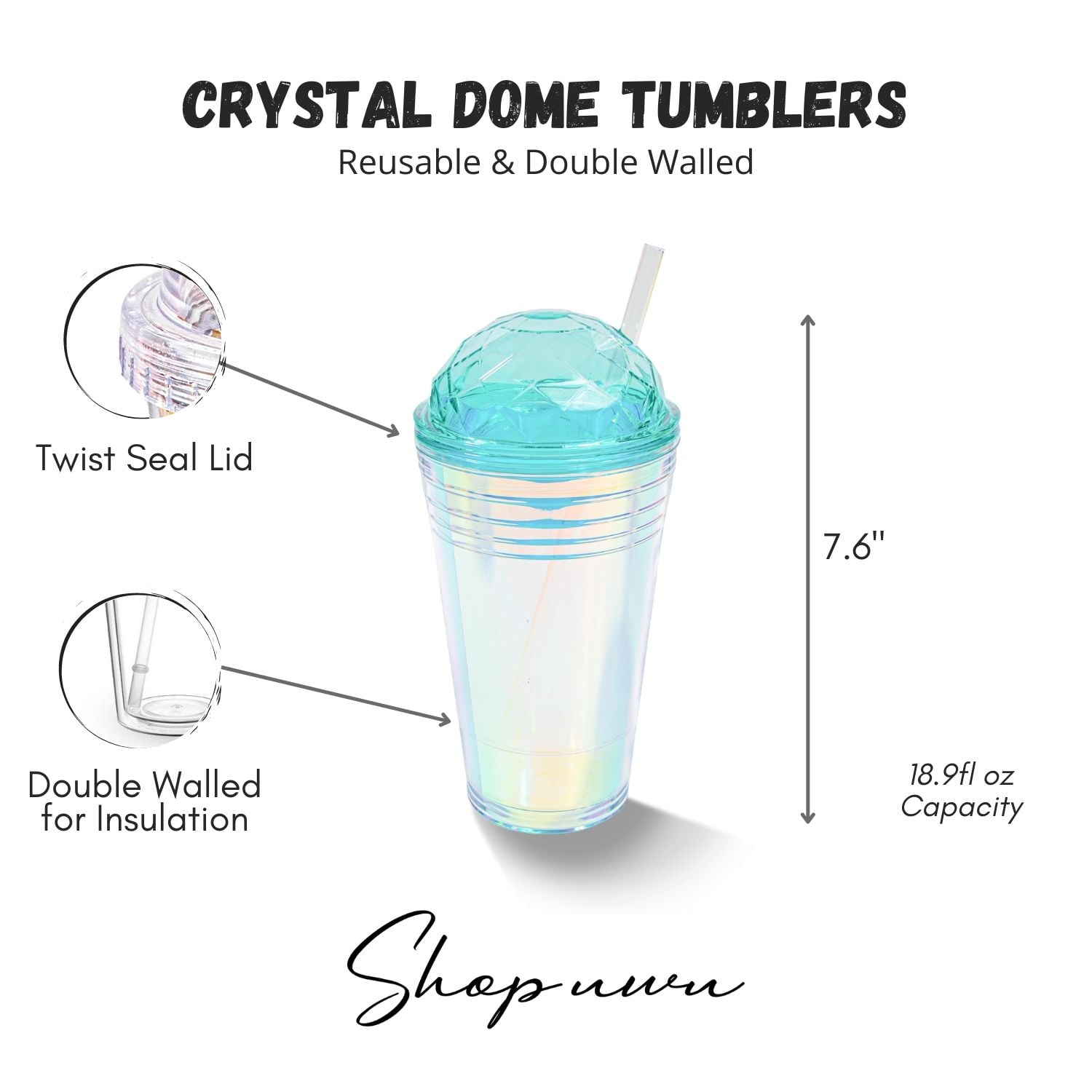 IWOLOMI Glass Dome Tumbler, 4 Pack Glass Tumbler with Dome Lid for Frappes,  Glass Smoothie Cups Heat…See more IWOLOMI Glass Dome Tumbler, 4 Pack Glass