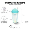 thumbnail image 5 of Shop Uwu Reusable Plastic Cup With Lid And Straw - Double Walled Insulated Cup With Crystal Dome Lid; Cold Drink Tumbler With Straw; Reusable Transparent Iridescent Cups - 560ml, 5 of 5