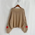 thumbnail image 6 of Womens Tie Front Cardigan Cute Cherry Open Front Y2k Sweater Oversized Chunky Knit Cardigan Tops Khaki XL, 6 of 7