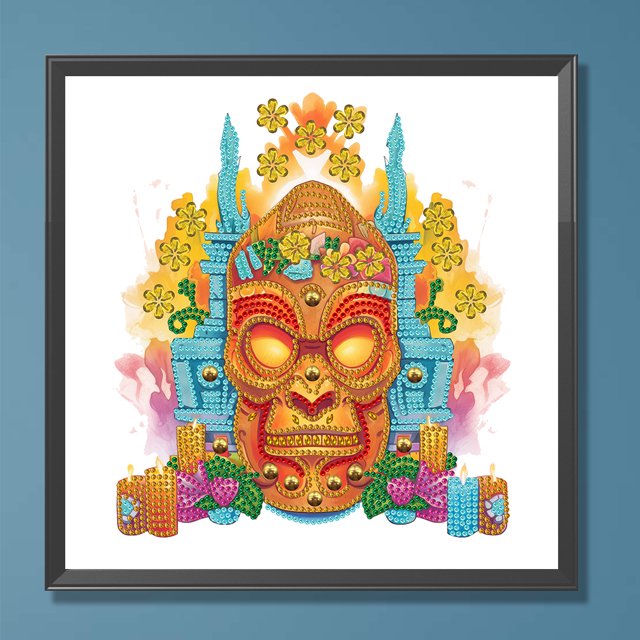 Cuadros Decorativos Pintura de diamante 5D DIY Kit de taladro en forma especial parcial máscara TIKI decoración del hogar Wdftyju embutido en tela