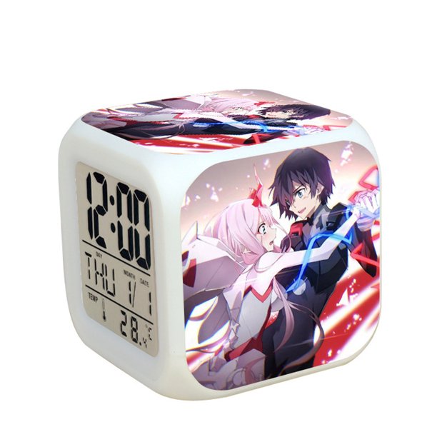 Wekity Anime Alarm Clock 7 Colors LED Square Clock Digital Alarm Clock