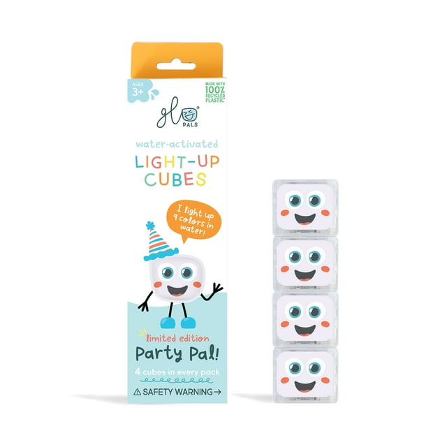 Glo Pals - Cubes Lumineux Réutilisables pour Jeu Sensoriel 4pk - Party Pal - Blanc