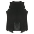 thumbnail image 4 of Alvivi Men's Western Cowboy Vest Casual Fringe Hippie Costume Open Front Suede Leather Waistcoat Black XXL, 4 of 5