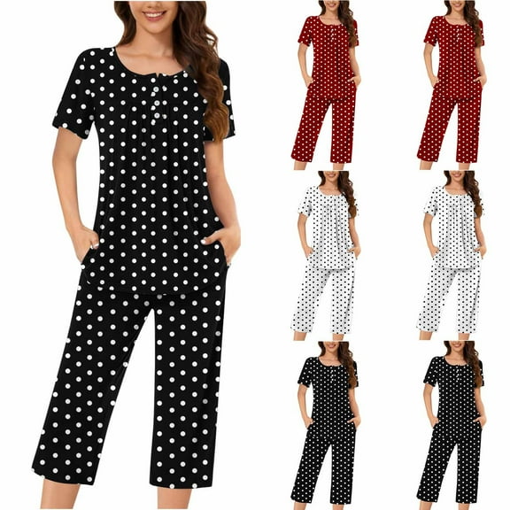 Weiqiqre Pajamas for Women Set Lounge Sets Long Sleeve Crewneck Top and Pants Soft Pjs with Pockets
