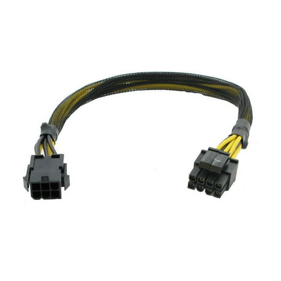 AYA 13 inch 6-Pin Express (Male) to EPS ATX 12V 8-Pin (4 4Pin Detachable) Female 18AWG w/Black Sleeves