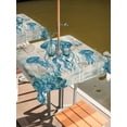 thumbnail image 2 of Outdoor Tablecloths with Umbrella Hole & Zipper, Teal Jellyfish Coastal 54x54 Inch Square Tablecloths, Vintage Summer Beach Nautical Waterproof Table Cloth, Patio/Pool/Picnic Table Covers, 2 of 8