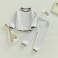 thumbnail image 2 of Musuos Baby Girls Boys Autumn Outfit Sets 4 10 18 24M 3T Long Sleeve O Neck Tops + Contrast Color/Striped Pants, 2 of 9