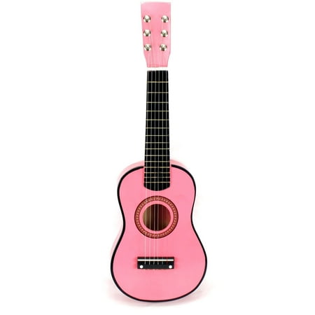 Acoustic Classic Rock 'N' Roll 6 Stringed Toy Guitar Musical Instrument w/ Guitar Pick, Extra Guitar String (Pink)
