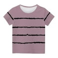 thumbnail image 2 of Nskgu Girls Tops Kids T Shirts Girls' Summer Cute T Shirts Casual Short Sleeve Crew Neck Striped Printed Tunic Tops Size 4-13 Years, 2 of 5