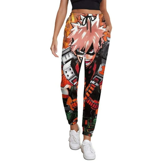 My Hero Academia Women's Jogger Track Pants Print Drawstring Lounge Sweatpants Casual Trousers for Yoga, Workout S