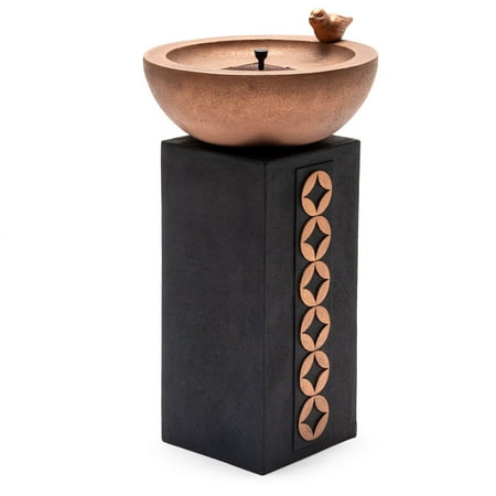 Solar Birdbath Weathered Stone - Belham Living Naples Stone Column Solar Outdoor Bird Bath