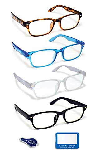 4 Pack Thicker Frame Blue Light Blocking Reading Glasses TM9107