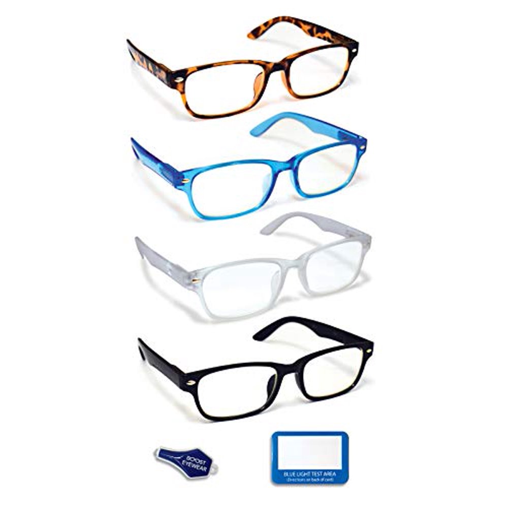 Blue Light Blocking Reading Glasses, 4 Pack, by BOOST EYEWEAR