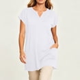 thumbnail image 6 of TGSLY Women's V Neck Tunic Tops Dressy Casual Short Sleeve Solid Color Shirts Relaxed A-Line Fit Curved Hem Blouses with Side Pockets XXXXXL, 6 of 7