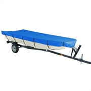 Boat Cover Waterproof Trailerable Heavy Duty Blue Fit for Jon Boat 14Ft Long and Beam Width Up to 70Inch