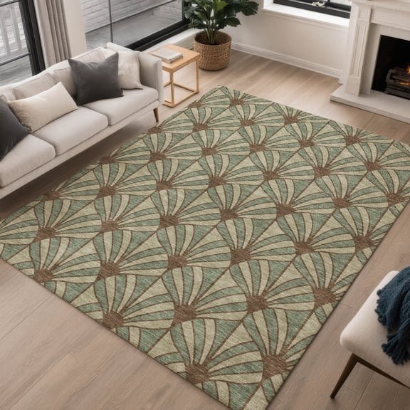 Addison Rugs Chantille Indoor/Outdoor Transitional Mid-century Modern Basil Machine Washable Rectangle Rug, 10' x 14'