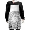 thumbnail image 1 of Paris Kids Apron, Architecture Theme Design Illustration of Roofs in Paris and Eiffel Tower Print, Boys Girls Apron Bib with Adjustable Ties for Cooking Baking Painting, Black and White, by Ambesonne, 1 of 2