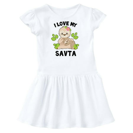 

Inktastic Cute Sloth I Love My Savta with Green Leaves Gift Toddler Girl Dress