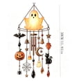 thumbnail image 3 of Glow-In-The-Dark Ghost Halloween Wind Chime, Halloween Hanging Decor With Ghost Pumpkin Bell Accents, Outdoor Halloween Decoration For Porch Garden Yard, Spooky Hanging Ornament 11.8" Home Decor, 3 of 5