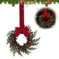 thumbnail image 3 of Mini Christmas Wreath Cabinet Wreaths, 10 Inch Christmas Wreath Real Touch with Bow Ribbon Cedar Red Berry, Artificial Green Wreaths for Walls Windows Porches Farmhouse Wall Indoor Outdoor, 3 of 9